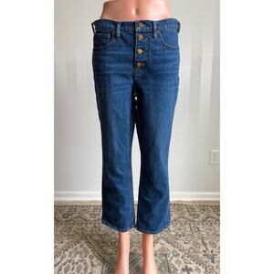 J.Crew Mid Rise Flare Crop Button Fly Jeans Sz 28